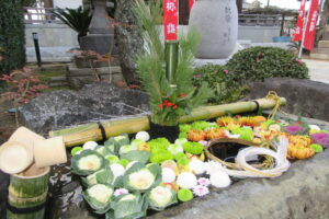 新年の花手水です。