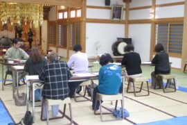 9月13日　妙見宮にて書道教室が開催されました。次回は27日です。